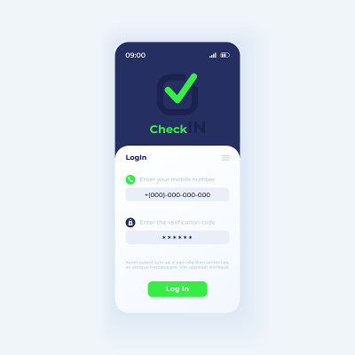 Check in app智能手机接口矢量模板