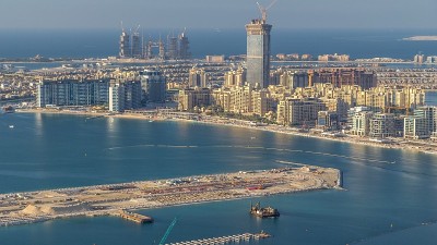 朱美拉棕榈岛的鸟瞰图