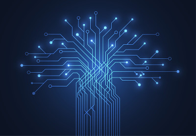 Abstract background with technology tree circuit b