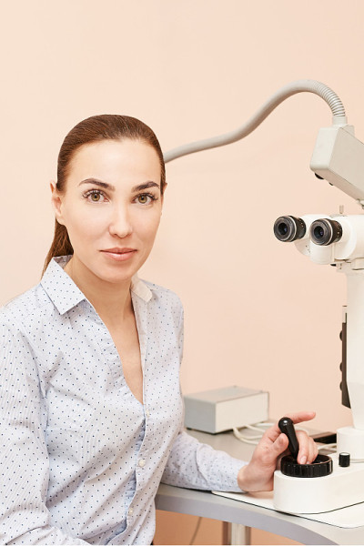 Eye ophthalmologist exam. Eyesight recovery. Astig