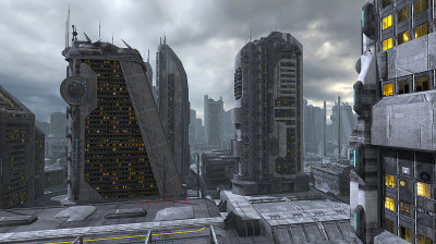 未来城市景观3D插图