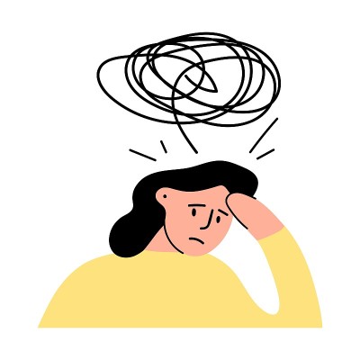 年轻女子不知所措，困惑，饱受压力之苦。