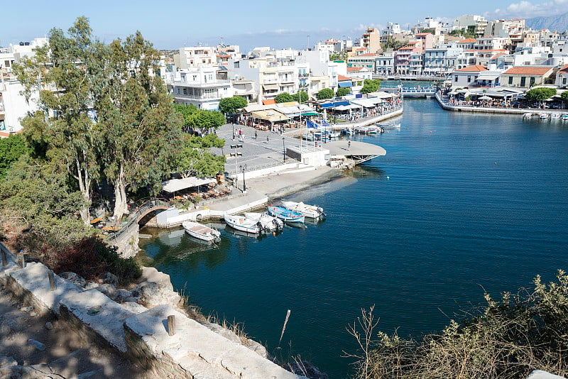 Boat station in the city of Chania at Sunny day.