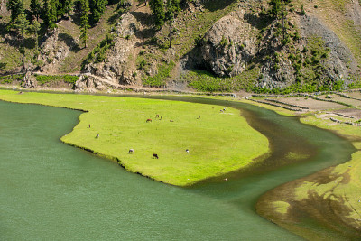 巴基斯坦的湖泊，风景，河流，山脉。