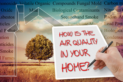 你家里的空气质量如何?-概念形象与最常见的危险家庭污染物在我们的家庭。