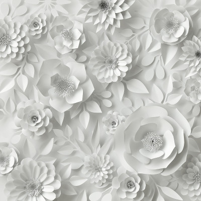 3d渲染，数字插图，白纸花，花背景，新娘花束，婚礼贺卡，鹅毛，贺卡模板