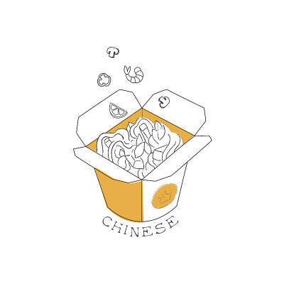 外卖午餐盒与面条中国食品和