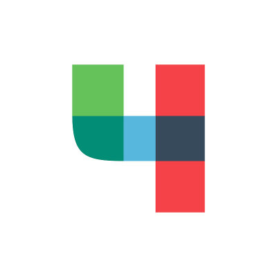 Number four logo colored brightly and vividly with