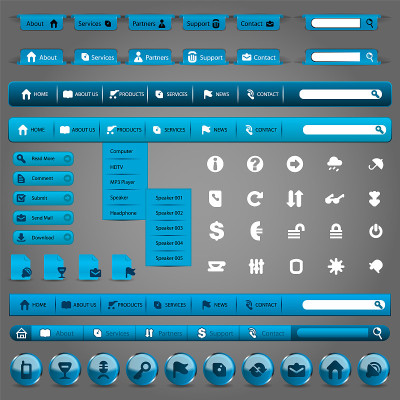 Collection Of Blue Modern Styled Website Design El