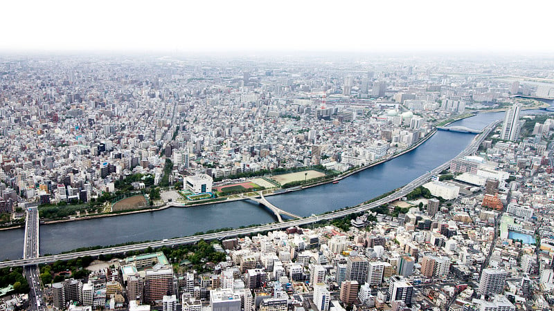 东京市隅田河的景观形状