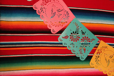 雨披bunting背景serape papel picado墨西哥节日