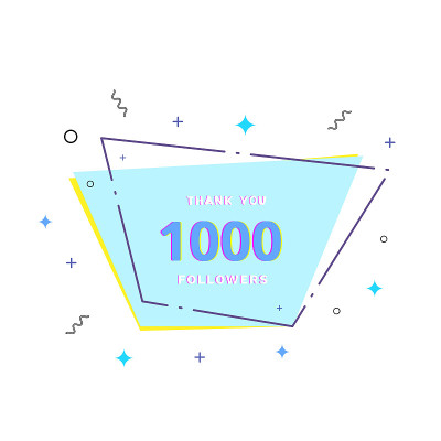 1000个粉丝，谢谢。矢量插图。
