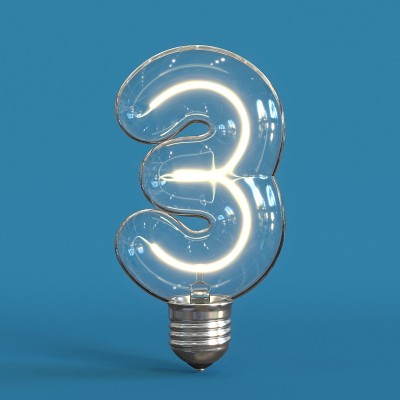 灯泡3d字体3d渲染3