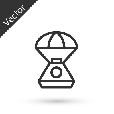 灰线太空舱图标孤立在白色背景。向量