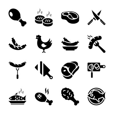 Meat Glyph Icons Set