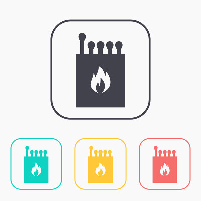 Box of matches illustration. Fire vector color ico