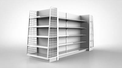 商店货架白色3d渲染