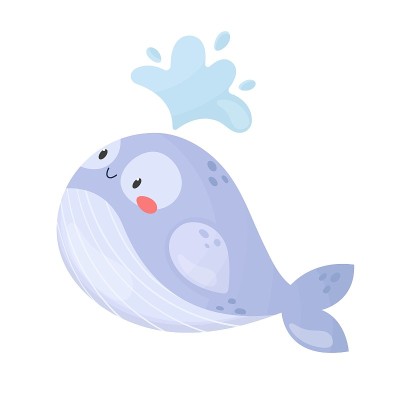 可爱的微笑鲸鱼溅水。