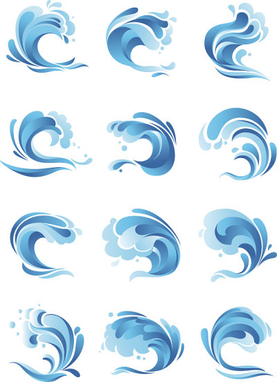 波浪，水溅矢量图标设置