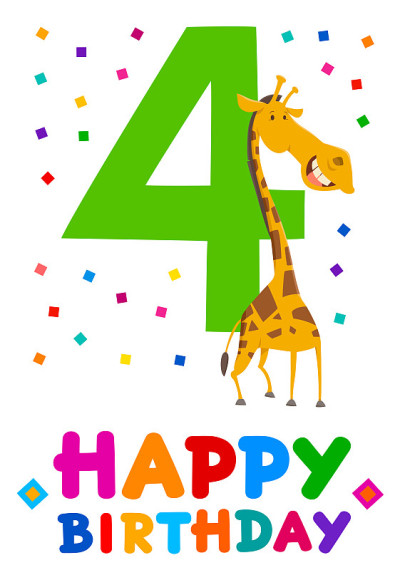 4岁生日卡通贺卡设计