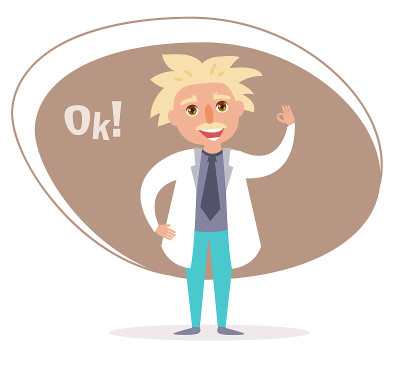 科学家。向量。卡通。孤立的