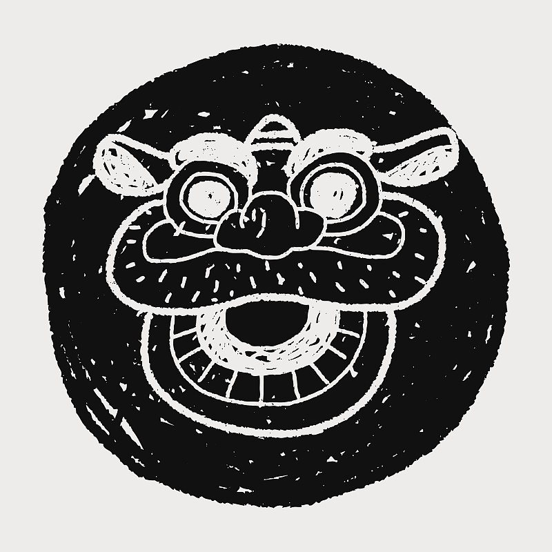 中国新年;舞龙狮头的涂鸦