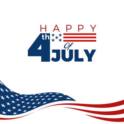 现代7月4日美国独立日庆祝旗帜背景标题横幅