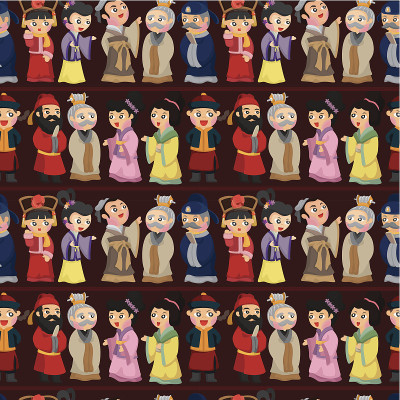 卡通中国人无缝图案