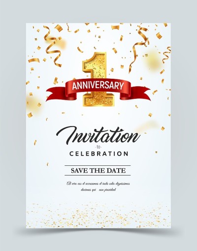 Invitation card template to the day of the 1 anniv