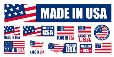 美国制造的标志或标签。矢量图