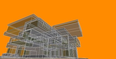 3D插图建筑建筑。