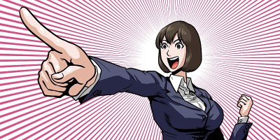 女商人高兴地指指点点