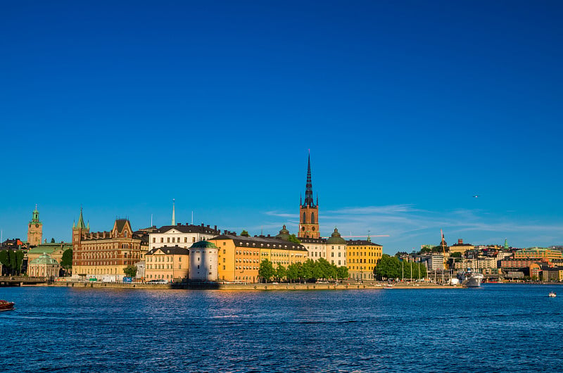 瑞典，斯德哥尔摩，Riddarholmen岛与Riddarholm教堂尖塔，Sweden