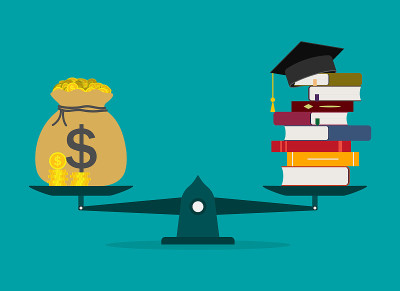 资金用于教育。上大学的费用和在学校的投资。奖学金的学生。助学贷款，助学贷款。用金钱换取学士学位证书。