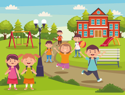 学生孩子们玩耍