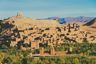 古老的沙漠要塞城市Ait benhadou, Ouarzazate，摩洛哥。