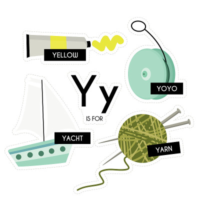 孩子字母表。字母Y