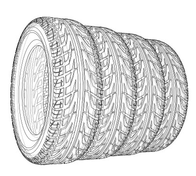 Car tires concept. Vector rendering of 3d