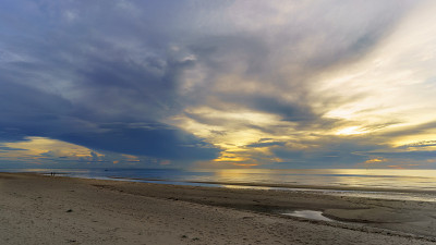 早晨的风景Pranburi海滩,Pranburi区,Prachuap Khiri汗省,泰国