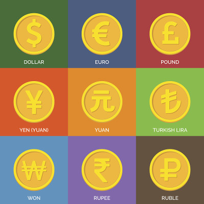 平坦的金币。货币的图标。