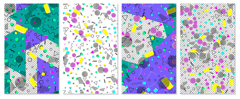 Set of abstract pattern. Pop art color background.