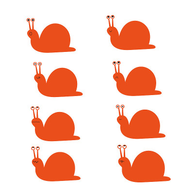 set of cute snails cartoon in different emotions. 