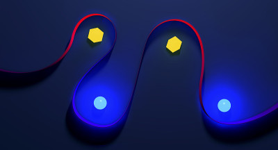 相反的不同几何形状表示分离- 3d插图