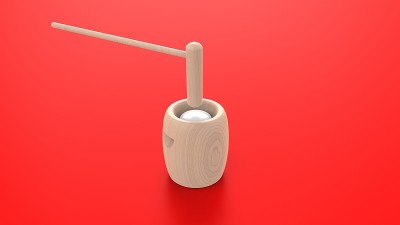 研钵和杵红色背景3d