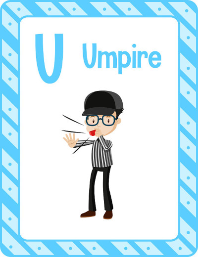 字母U为Umpire的字母抽认卡