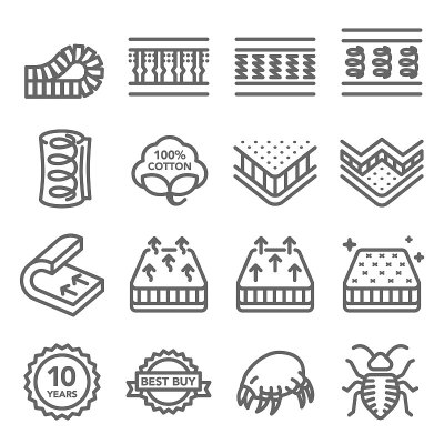 Mattress Vector Line Icon Set. Contains such Icons