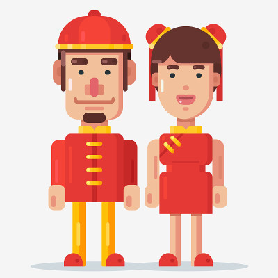 年轻夫妇庆祝中国新年