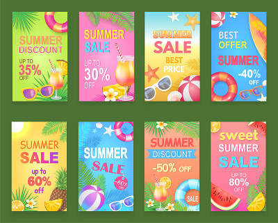 夏季销售季节提供矢量插图