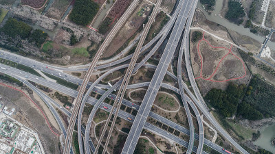 上海罗山公路铁路、公路、立交桥鸟瞰图