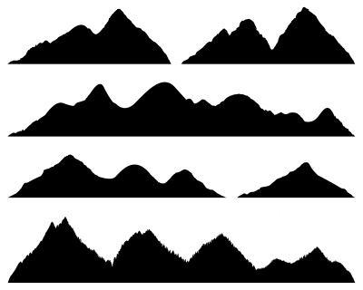 Set mountains silhouettes